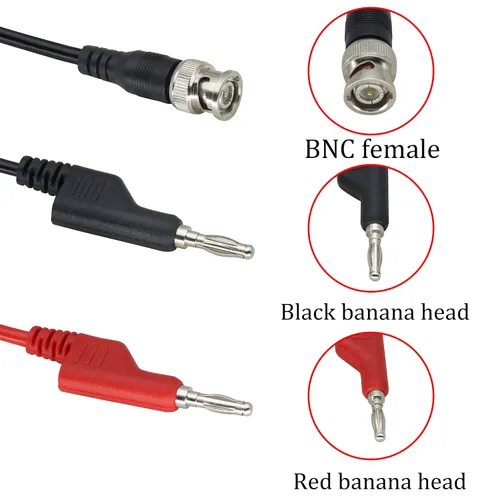 Miniatura 3 de Cable de prueba BNC a doble enchufe de plátano, cable coaxial BNC a prueba de apilamiento dual, cable BNC macho a cable de prueba de enchufe macho