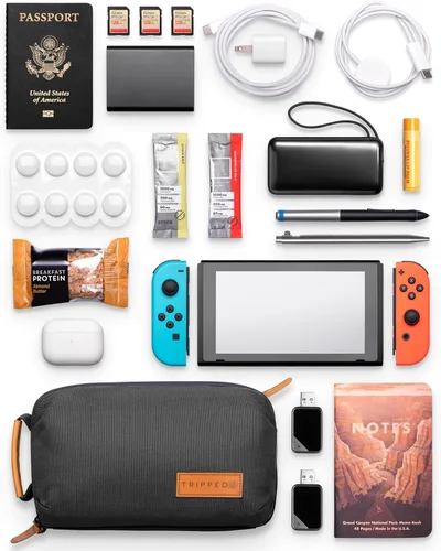 Miniatura 2 de Organizador de Bolso Tecnológico - Bolsa Organizadora Pequeña para Electrónica de Viaje - Estuche de Viaje Premium con Acentos de Cuero - Bolsillo
