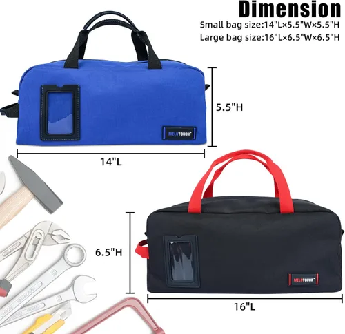 Miniatura 2 de MELOTOUGH Bolsa de herramientas de lona resistente, kit combinado de 1 bolsa organizadora de herramientas mediana y 1 grande para electricista