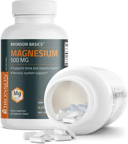 Miniatura 6 de Bronson Magnesio 500 mg apoya la salud ósea y muscular y el apoyo del sistema nervioso - Sin OMG, 240 tabletas vegetarianas