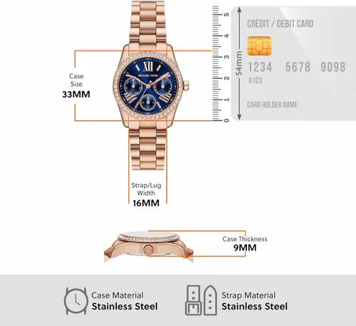 Miniatura 5 de Michael Kors Lexington Lux - Reloj de pulsera de acero inoxidable multifunción en tono oro rosa para mujer