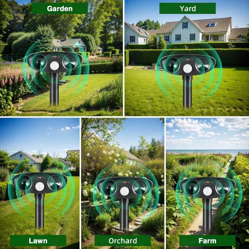 Miniatura 7 de Dispositivo repelente de ciervos 2025, repelente ultrasónico de animales, disuasorio de gatos, repelente solar de animales al aire libre con sensor