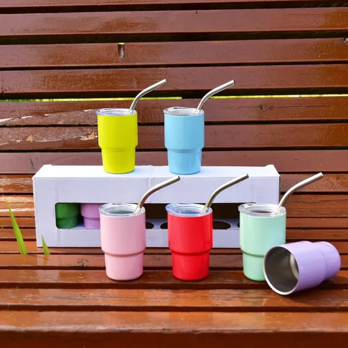 Miniatura 6 de 3 oz Mini Tumbler Shot Glass with Straw and Lid 108 Pcs Sublimation Shot Glasses Tumblers Stainless Steel Mini Shot Glasses with Lids for Wedding