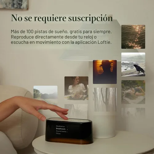 Miniatura 7 de Loftie Reloj despertador con máquina de sonido – Reloj despertador inteligente con luz nocturna, ruido blanco, altavoz Bluetooth, más de 100 sonidos