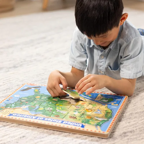 Miniatura 5 de Melissa & Doug – EE. UU. Mapa – Puzzle de rompecabezas de madera de sonido con efectos de sonido (40 Pcs)