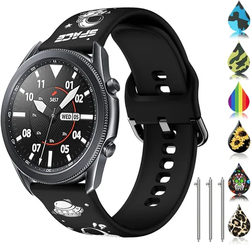 Miniatura 18 de Correa de reloj floral de 0.866 pulgadas compatible con Samsung Galaxy Watch 3 de 1.772 pulgadas/Gear S3 Frontier/Classic, correa de silicona