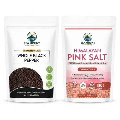 Miniatura 8 de Sea Mount Naturals Tellicherry - Granos de pimienta negra, 12 onzas (11.99 oz) Pimienta negra entera natural para molinillos Kosher, sin OMG