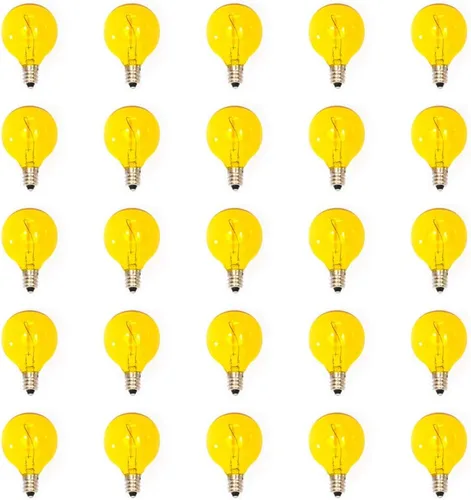 25 bombillas de filamento LED G40 amarillas, bombillas de repuesto para cadena de patio
