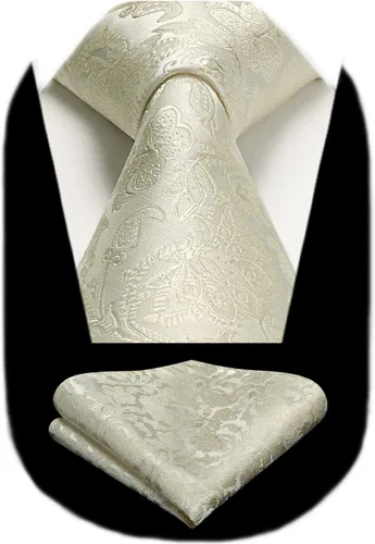 Miniatura 180 de Corbatas florales tejidas clásicas para hombre, corbata cuadrada de bolsillo, corbatas formales para hombres, boda con pañuelo