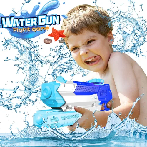Miniatura 6 de WOLKEK Pistolas de agua para niños y adultos, paquete de 4 pistolas de chorro de alta capacidad de 400 CC de largo alcance, juguetes de piscina