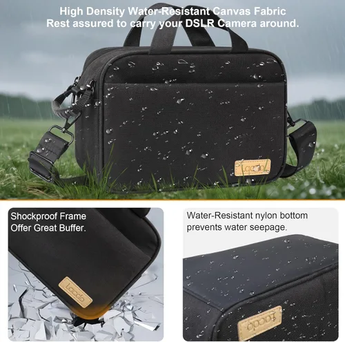 Miniatura 6 de Lacdo Funda compacta para cámaras SLR/DSLR y sin espejo, compatible con Canon, Nikon, Sony, Panasonic, cámaras y lentes Olympus, bolsa de hombro