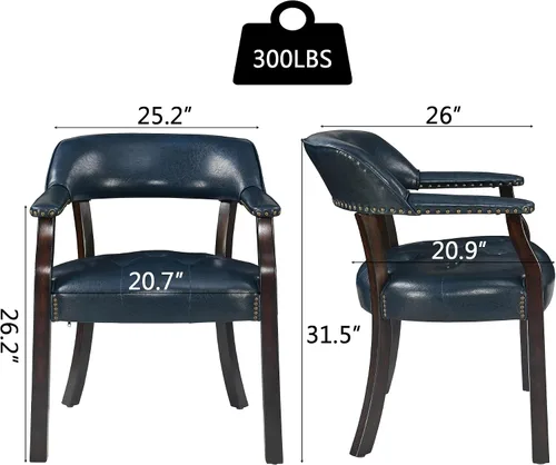 Miniatura 3 de Sillas de comedor con tapizados y brazos, silla de escritorio de oficina con remaches de metal. Sillas de capitán de jefe de PU, taburetes