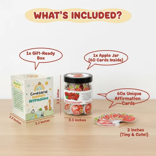 Miniatura 4 de Tarro de Manzanas Positivo con 60 Tarjetas de Afirmación Diaria, Regalo de Apoyo Emocional de Manzanas, Tarjetas de Manzanas, Regalos Divertidos