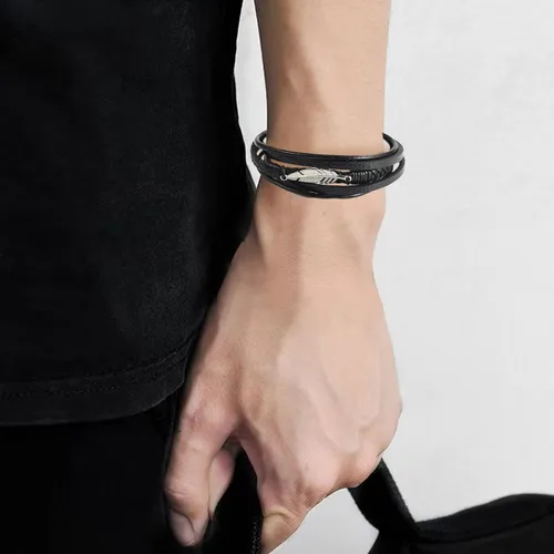 Miniatura 31 de Pulsera de cuero para hombre (mahua/matikou/yuanquan/8 Infinity)