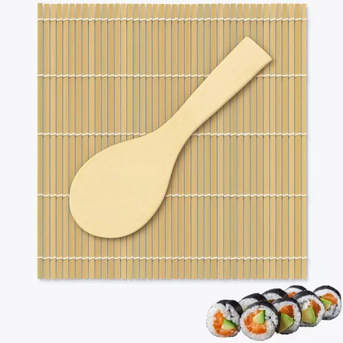 Miniatura 8 de JapanBargain S-3155, Alfombrilla de rodillo de bambú verde para sushi de 9-1/2 pulgadas, cuadrada