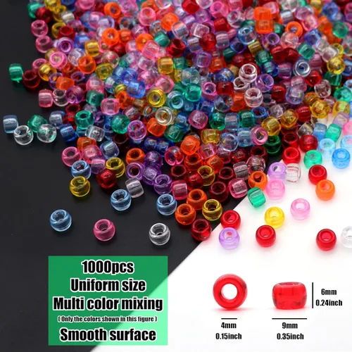 Miniatura 2 de Perlas Pony transparentes y claras de 6x9mm para pulseras de la amistad para hacer joyas 1000 piezas de plástico cuentas coloridas para pulseras