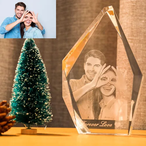 Miniatura 7 de Marco de fotos personalizado grabado en 3D grabado en el interior del cristal con imagen para Navidad, día de San Valentín, boda, día de la madre