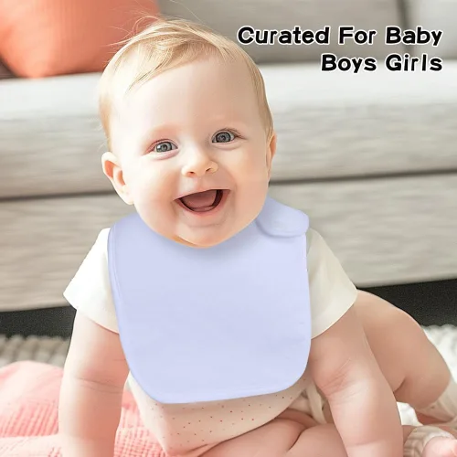 Miniatura 7 de Paquete de 8 baberos unisex ajustables con broches de presión, ultra suaves, absorbentes, babeo, dentición para niños y niñas Blanco