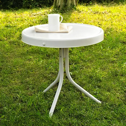 Miniatura 2 de Crosley Furniture Griffith - Mesa auxiliar retro de exterior, de metal resistente a la intemperie, para patio, terraza, porche, color Alabaster