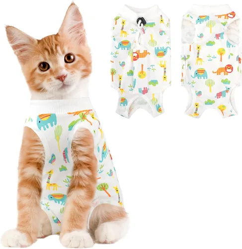Miniatura 22 de Coppthinktu Traje de recuperación de gato para mujer, mameluco transpirable para después de la cirugía para heridas abdominales o enfermedades