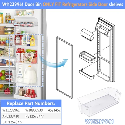 Miniatura 2 de Wadoy W11239961 - Contenedor de repuesto para puerta de refrigerador Whirlpool lado a lado, compatible con WRS325SDHZ WRS325SDHZ00 WRS325SDHZ05