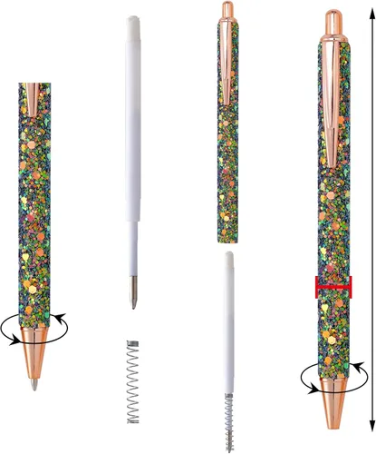 Miniatura 5 de jiebor 11 bolígrafos de fantasía con purpurina, bonitos y divertidos, de metal, retráctiles, para mujeres, escritura, negocios, oficina, suministros