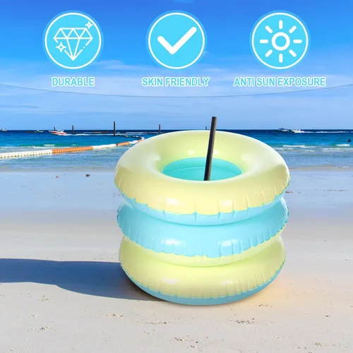 Miniatura 7 de 4 unidades de flotadores inflables para piscina para niños y adultos, tubos interiores pastel, macarrón, anillos de piscina flotadores para amarillo