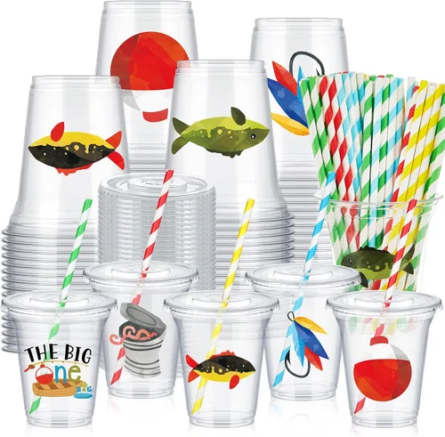 Miniatura 11 de Qinyoung Juego de 60 vasos de plástico pirata a granel de 14 onzas con temática del tesoro pirata, suministros de recuerdo para fiesta, café helado