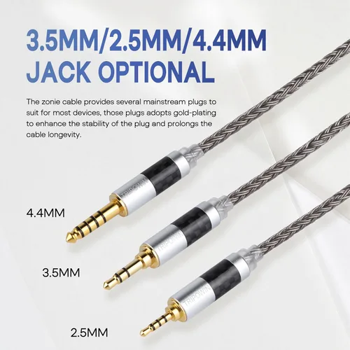 Miniatura 5 de Linsoul Tripowin Zonie cable SPC para auriculares de 16 núcleos, chapado en plata