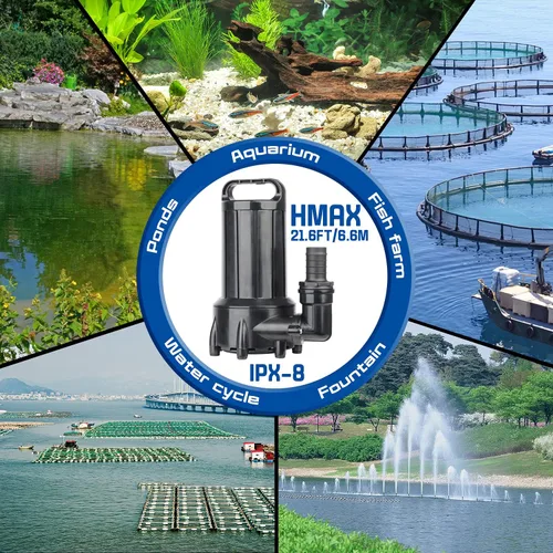 Miniatura 7 de WaterRebirth (PB2000, 2000 GPH) Bomba de agua sumergible de alto flujo - Bomba de agua para el hogar/en línea - Bomba sumergible - Bomba