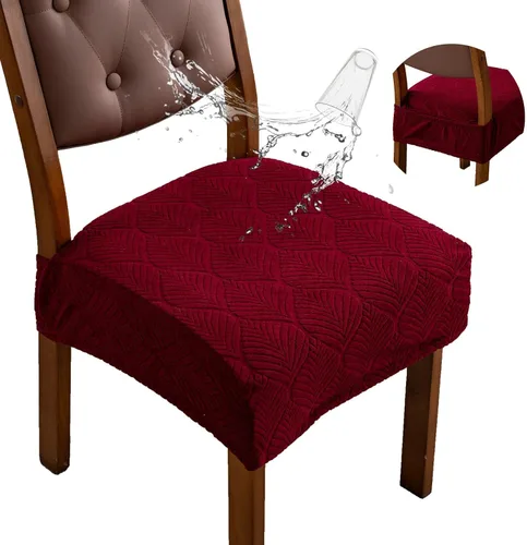 Miniatura 22 de Fundas de asiento para silla de comedor, extraíbles y lavables, juego de 2, fundas de cojín de asiento de silla de jacquard, protectores