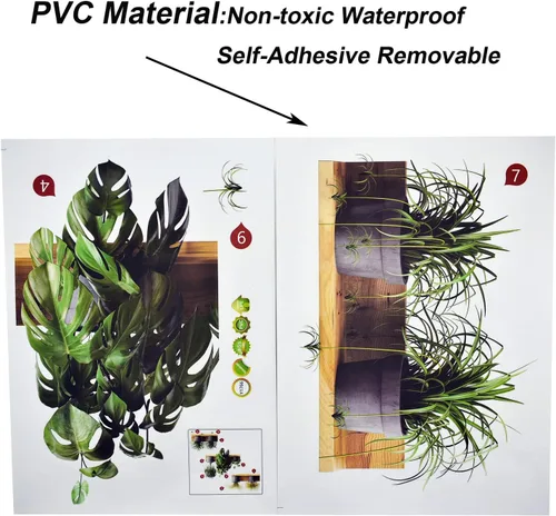 Miniatura 3 de Maydahui Calcomanías de pared creativas de plantas y hojas verdes 3D Bonsái Tropical Plant (34 x 31 pulgadas) despegar pegar, extraíble, arte