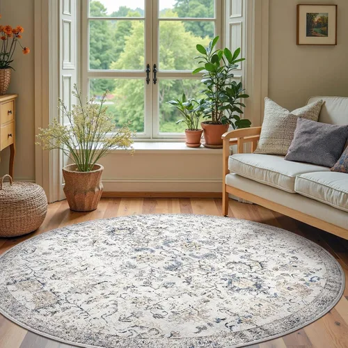 Miniatura 236 de jinchan Lima - Alfombra simétrica floral geométrica lavable, alfombra de entrada de medio círculo de 2 x 3, alfombra de media luna, suave y Azul