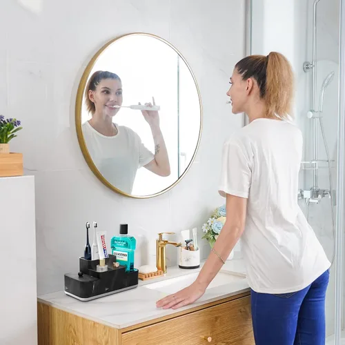 Miniatura 2 de VITVITI Organizador de mostrador de baño, soporte para cepillo de dientes para baño, organizador de baño de resina, almacenamiento de encimera