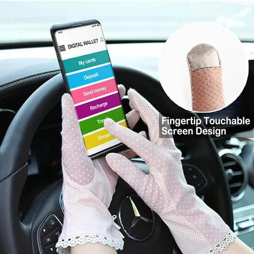 Miniatura 4 de Mcool Mary Guantes de encaje para mujer para actividades al aire libre, 4 pares, protección solar, algodón transpirable resistente a los rayos UV