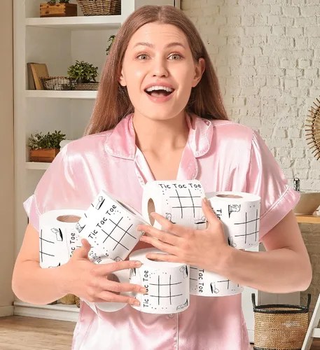 Miniatura 7 de Printed TP Tic Tac Toe - Papel higiénico impreso - Divertido rollo de papel higiénico para broma, sorpresa, decoración de baño, regalo novedoso