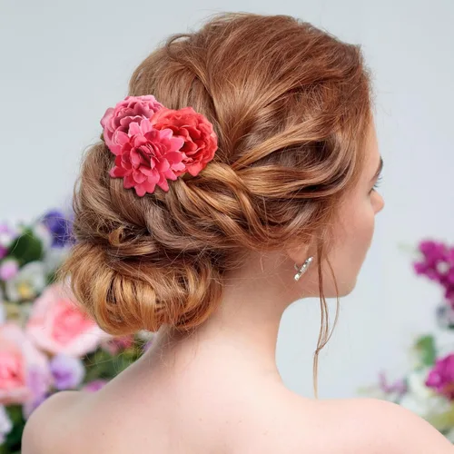 Miniatura 2 de BBTO Flower Hair Clip Rose Hair Clips Barrettes for Women Flower Accessories Boho Bride Claw Clip Hairpin Brooch Pin Headpiece for Wedding(Beige