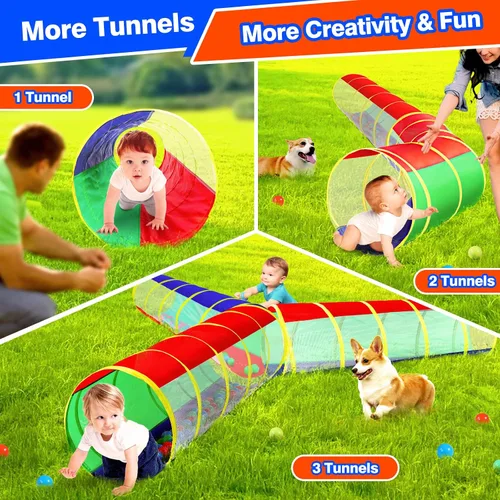 Miniatura 4 de Hoohtoot Los niños gatean a través del túnel de juego, túnel de juego desplegable para bebés para niños, tienda de campaña de juguete para niñas