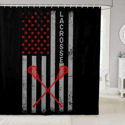 Miniatura 7 de Cortina de ducha de béisbol de 72 x 72 pulgadas, cortina de baño de sóftbol para niños y niñas, juego deportivo, fútbol, voleibol, cortina de baño