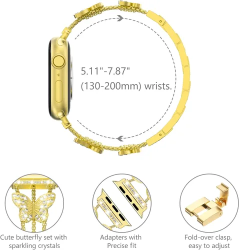 Miniatura 3 de NewWays for Apple Watch Band Series 11 10 46mm 42mm Series 9/8/7 41mm 45mm Series 6/5/4 40mm 44mm Series 3 42mm 38mm Women, Sparkling Bling Diamonds