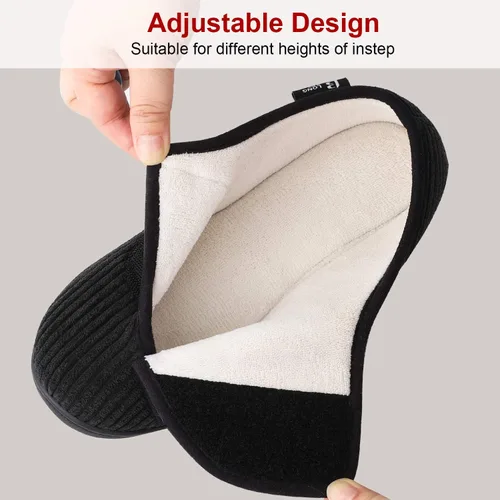 Miniatura 3 de LongBay Pantuflas ajustables para mujer, de espuma viscoelástica, cómodas, anchas, para diabéticos, para casa, Edema, neuropatía ortopédica