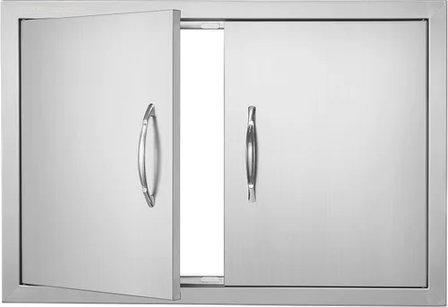 Miniatura 17 de VEVOR Puerta de acceso para barbacoa, 36 pulgadas de ancho x 21 pulgadas de alto, puerta de cocina doble para exteriores, puerta de acero inoxidable
