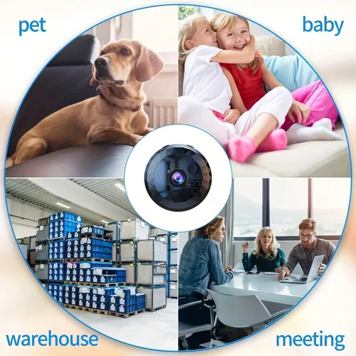 Miniatura 6 de Mini cámara de seguridad WiFi, 1080P HD, detección de movimiento, visión nocturna, montaje magnético, alimentada por batería/USB, perfecta