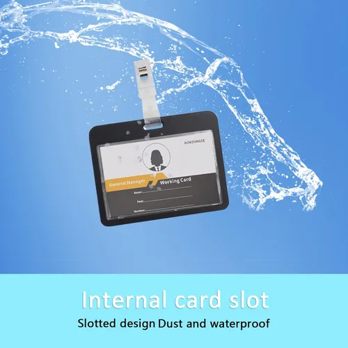 Miniatura 6 de Paquete de 3 soportes horizontales para tarjetas de identificación transparentes de doble cara, impermeable, resistente, para tarjetas