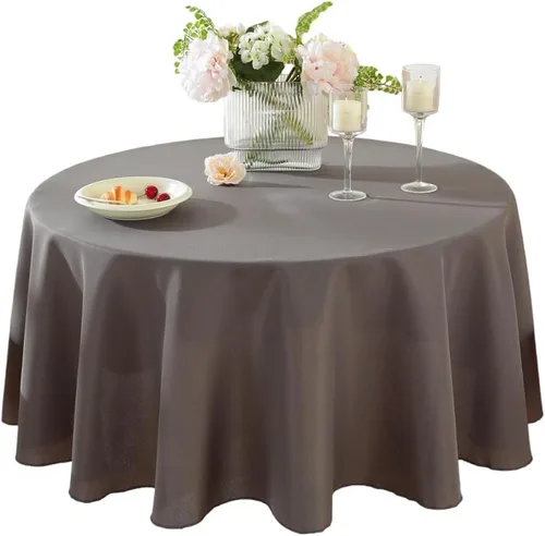 Miniatura 43 de Paquete de 2 Manteles Redondos de 120 Pulgadas de Carbón, Mantel de Poliéster Lavable para Uso en el Hogar, Fiestas, Bodas o Restaurantes.