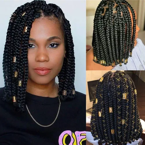 Miniatura 7 de 170 piezas de joyería para el cabello para trenzas, puños para el cabello para trenzas Loc, joyería para mujeres negras, anillos para trenzas
