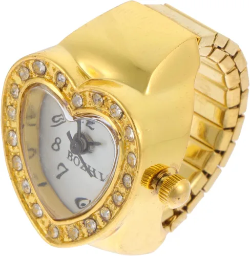 Miniatura 3 de Mikikit Reloj de anillo para mujer, reloj de dedo elástico con sincronización precisa, forma de corazón, reloj de dedo de cuarzo, reloj de anillo