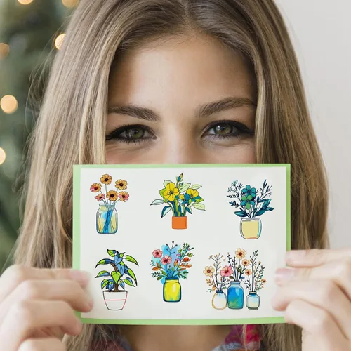 Miniatura 6 de CRASPIRE Sellos de goma transparente para plantas en maceta, sello de plantas de primavera, sello transparente para hacer tarjetas, sellado de hojas