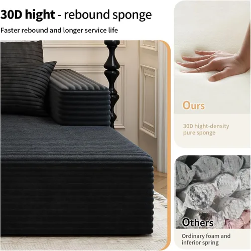 Miniatura 5 de Sofá seccional modular Cloud de 107.5 pulgadas con 1 otomana, sofás tapizados modernos minimalistas, cómodo sofá en forma de U para sala de estar