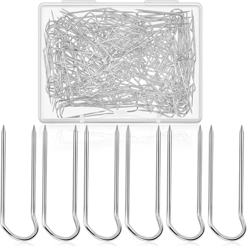 MTLEE 200 horquillas para acolchar, coser en forma de U, pasadores de costura de acero inoxidable de 0.9 pulgadas de largo, doble costura, bloqueo